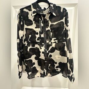Sanctuary Black and Cream Animal Print Blouse